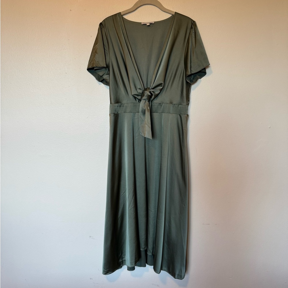 Baltic Born Poppy Satin Midi Dress in Eucalyptus